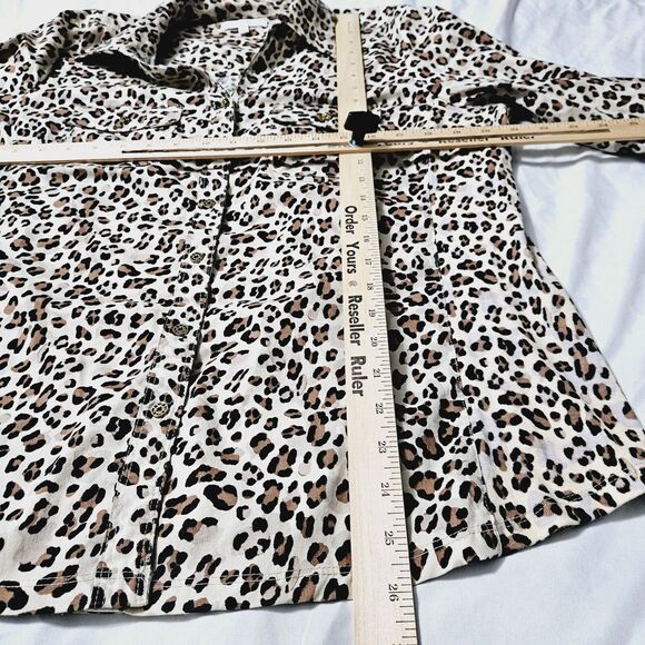 Coral Bay Womens Blouse Multi-Color Size Large Cotton Blend 3/4 Sleeve Stretch - Picture 4 of 12